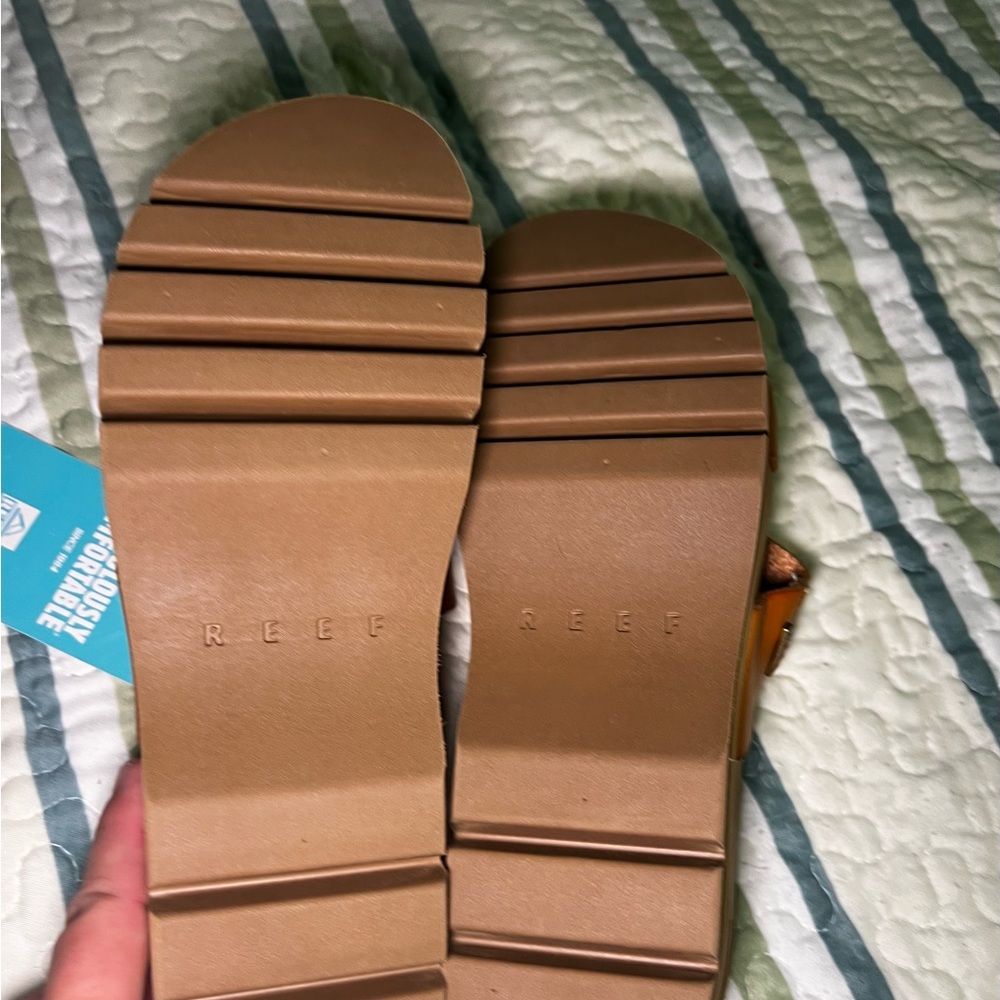 Reef Tan Cork Platform Slide Sandals - Picture 6 of 8